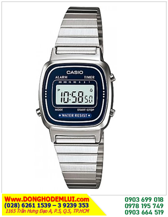Đồng hồ Casio Học Sinh _Casio LA670WA-1AVDF; Đồng hồ điện tử Nữ Casio LA670WA-1AVDF chính hãng|Bảo hành 2 năm